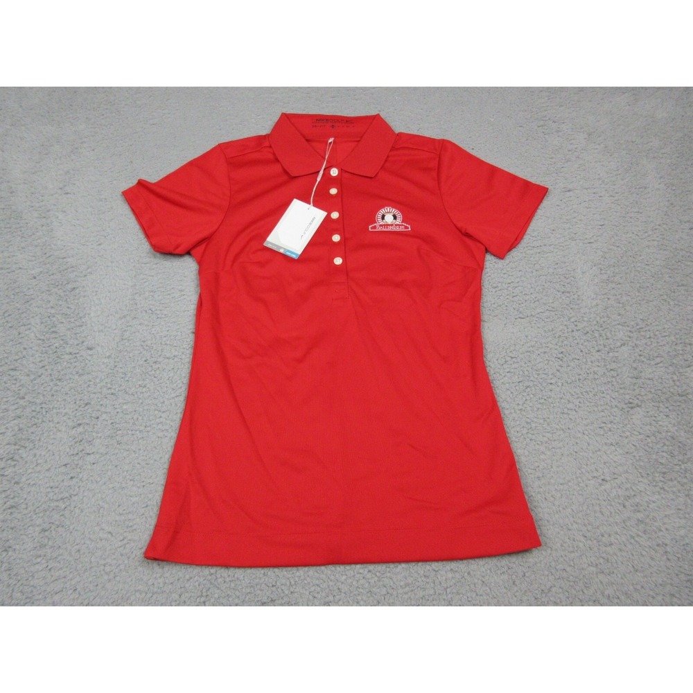 Nike Golf Dri-FIT Polo Shirt Womens Small Red Short Sleeve Ballen Isles Golf Top - Picture 1 of 11